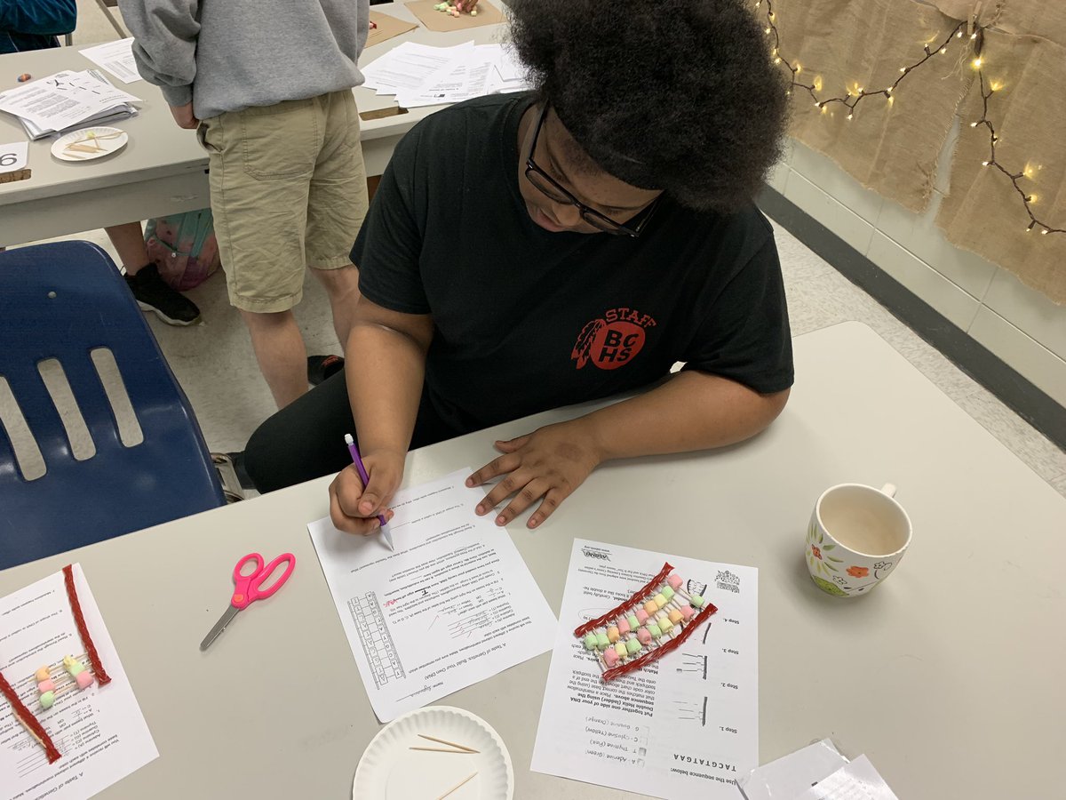 MrsTedderBCMS's tweet photo. Day 1 of Modeling DNA: Scholars are getting closer to understanding the mystery behind how unique we are. It’s all about the base! Base pair matching!! #genetics #mutations @BryanCountyMS https://t.co/mwr7500F68