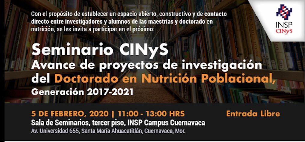 1CINyS's tweet photo. ¡APARTA LA FECHA!
Seminario @1CINyS-@inspmx 
Acompáñanos y conoce los avances de proyectos de investigación de nuestros alumnos del doctorado en #Nutrición Poblacional

📅5 de febrero
🕚11 am
📍Sala de seminarios, INSP-Cuernavaca 
👍🏻Entrada libre
👍🏻👍🏻Constancia de asistencia https://t.co/cRK0xaSpAE