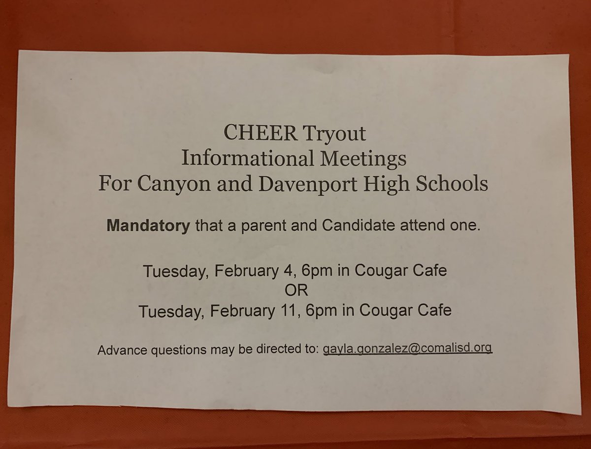CanyonCheer1's tweet photo. Cheer tryout info! https://t.co/HLg3G3XZsX