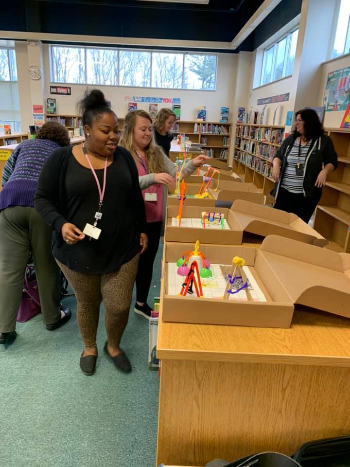 TheSTEMnerdette's tweet photo. Teachers at @barnes_elem did a great job working together! I wish I had video of their math conversations during this activity - it was awesome to hear! 😄🎉🎉 #STEM #Inqiury #ITFMitchell #NC3MD7 @WCS_TechDept https://t.co/GquL9zDEbs