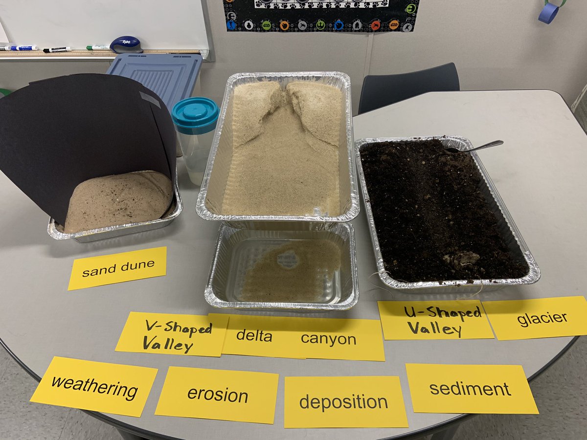 DionSepolen's tweet photo. 5th grade @CreeksideCubs are investigating landforms. Is it a canyon, v-shaped Valley, or delta?  @LISDScience #LISDsci https://t.co/He8tJ7ZIdq
