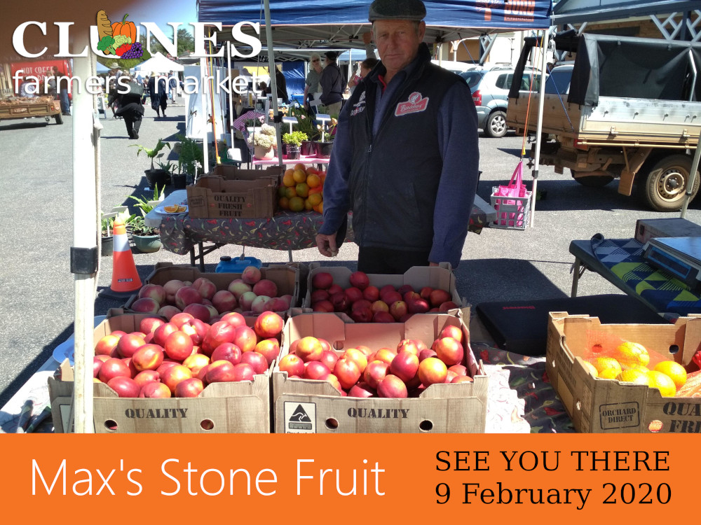 Max is from Swan Hill and owns and operates his seasonal stone fruit orchard growing Apricots, Peaches, Nectarines, and Apples to name a few.

#clunesvictoria #clunesbooktown #clunesmarket #farmersmarket #clunesfarmersmarket #visitvictoria #ballarat #daytrip