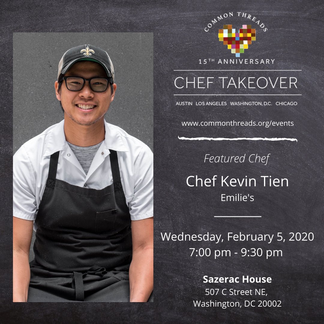 CommonThreadsUS's tweet photo. Meet Kevin Tien, the Executive Chef and Co-Owner Himitsu a Japanese-inspired restaurant, Hot Lola's and Emilie's in Washington D.C. We are so excited to have him join us in celebrating 15 years! Get your tickets today at https://t.co/rk9R8lxsDo.
#CookingForLife15 https://t.co/5I5nMicyfs
