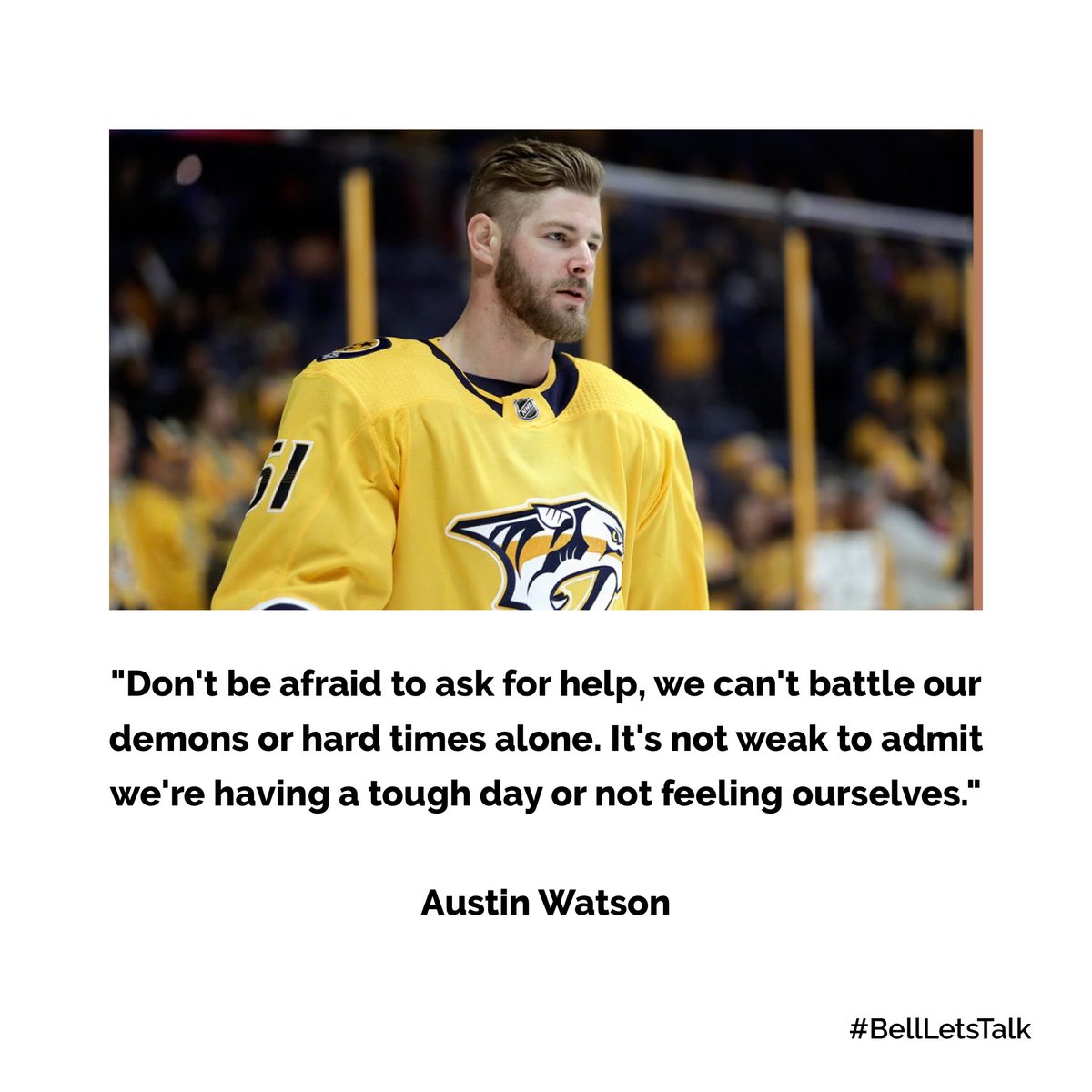 simplysutu's tweet photo. #BellLetsTalk #Preds #AustinWatson https://t.co/XLJcddnnyd