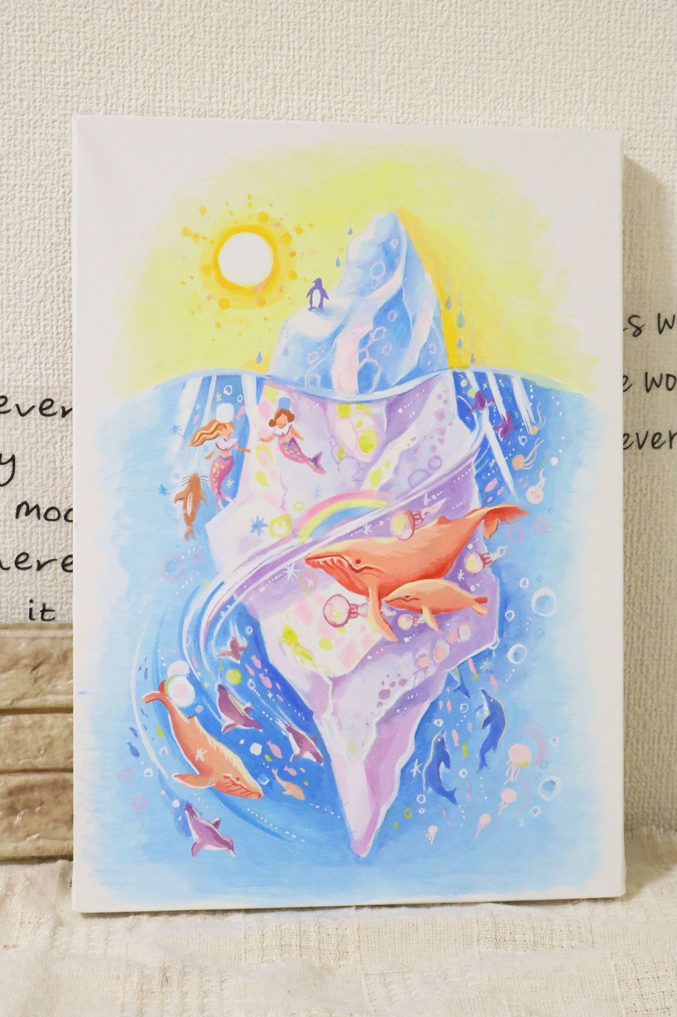 Twitter 上的 ゆき味 イラスト 漫画 オーダーの絵が出来ました 潜在意識のコーチングをしている方からの依頼で 現在意識は氷山の一角 で 潜在意識はもっと深く広い って話を聞いて それを絵で表現してほしいというご依頼でした イラスト 絵