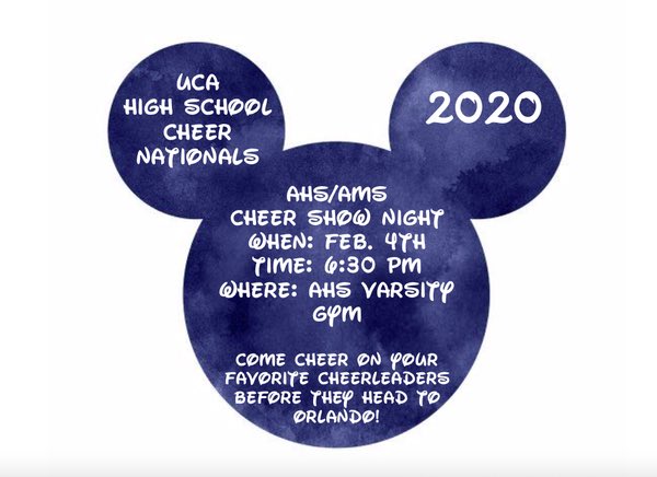 ahs_varcheer's tweet photo. our nationals shownight is tuesday!!! please come out and support all the arlington cheer teams as we prepare to take on UCA nationals in Orlando! 🐯💙 https://t.co/AJ5qSStaUd