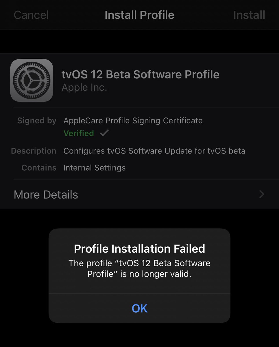 Orangefreddie's tweet photo. Using #tvOS12 Beta Profile no longer blocks OTA Updates on #iPhone11. Be careful out there those waiting on an #A13Jailbreak 🍍 https://t.co/dGmCgVp7y5