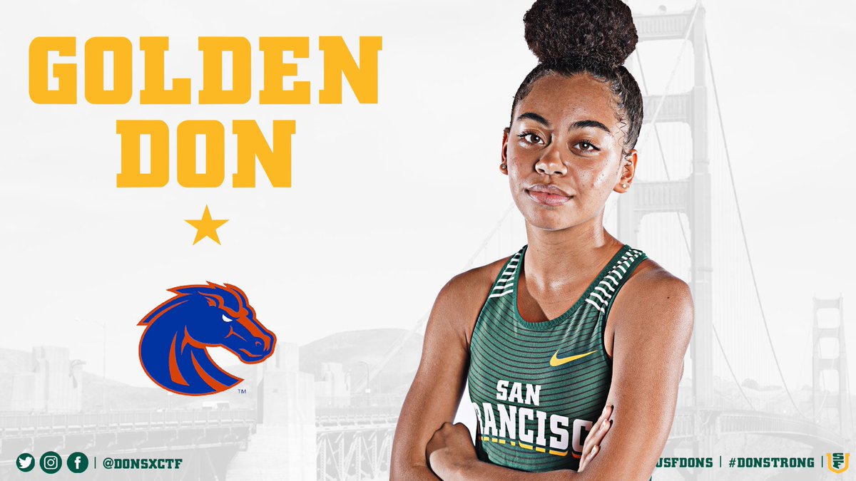 DonsXCTF's tweet photo. Shout out to our Golden Don from last week @ranwarrrr 👊 In her collegiate debut Rayne broke our school record ✌️ on the day!  Zero intimidation, just executed her races and competed with great ferocity and joy 😊
#DonStrong #USFDons #GoldenDon https://t.co/kpdF0ZHW8F