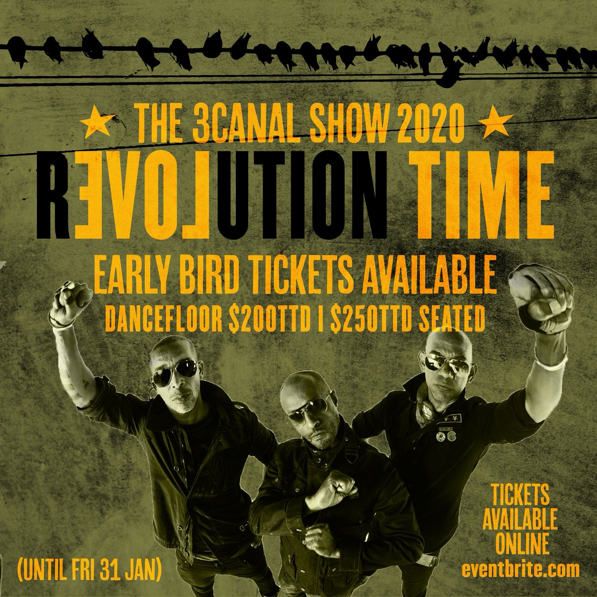 Last chance for early bird tickets!⁣⁣ Yuh ready for the rEVOLution?⁣⁣ ⁣⁣ Get tickets online: bit.ly/3cnlshow2020tx or at @BigBlackBoxTT. Dancefloor $200 | $250 Seated⁣⁣⁣ ⁣⁣ TELL THEM A REVOLUTION COMIN...⁣⁣ ⁣⁣⁣ #3canalshow2020 #revolutiontime #noplacelikehome