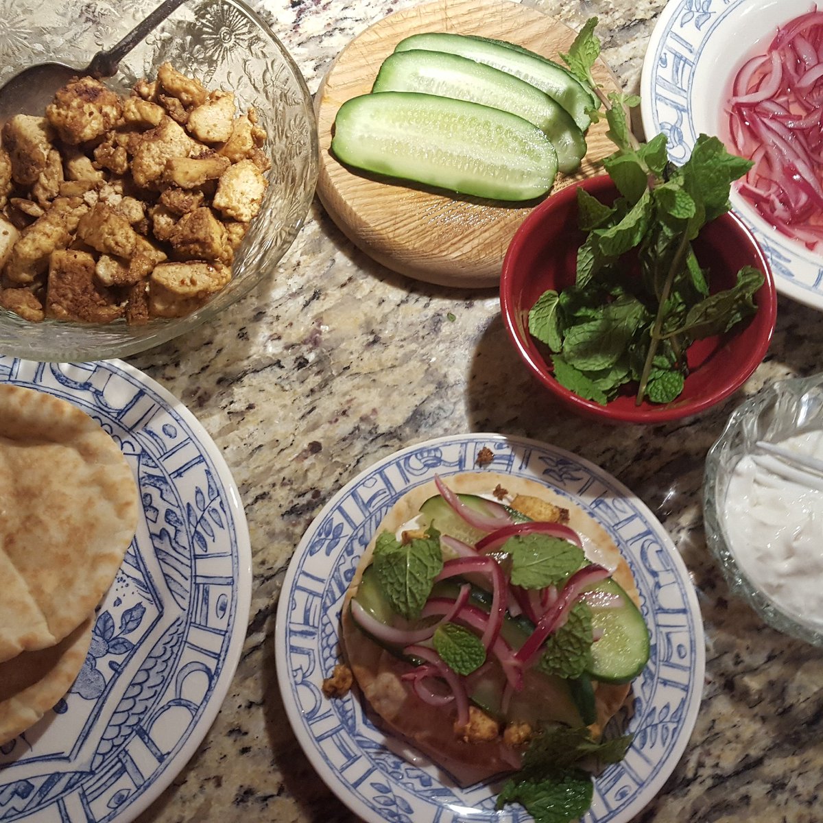 AmandaDeverich's tweet image. Shawarma Spiced Tofu Pita Wraps.  Be not afraid.  My kid balked. I thought, "Oh, no. I made these.  They are going down!" They were good. Go on, I double dog dare you to give it a try one day when you are feeling open.  #Cook90 #Cook90challenge  @ABoveWill @davidtamarkin