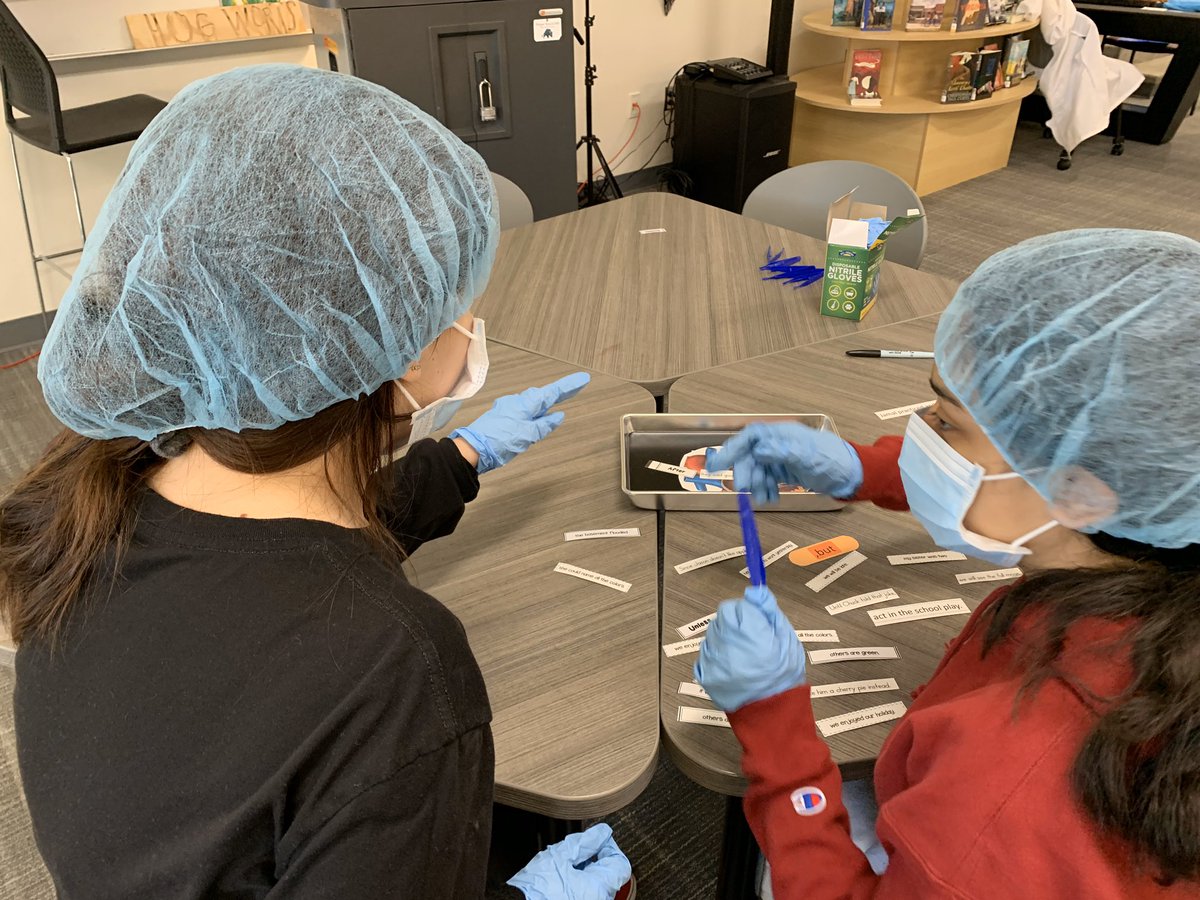 PRMSVipers's tweet photo. Ss in Long and Perez’s ELA classes perform surgery on weak sentence structure with a little science anatomy thrown in. Chief surgeon Hammond assisted :-) #collaboration #futurereadylibs #readcomal @SHBones17 @PamelaSPED @ComalWrites @ComalLueck @PieperMSLibrary @ComalSecondary https://t.co/NBGFeCsaL1