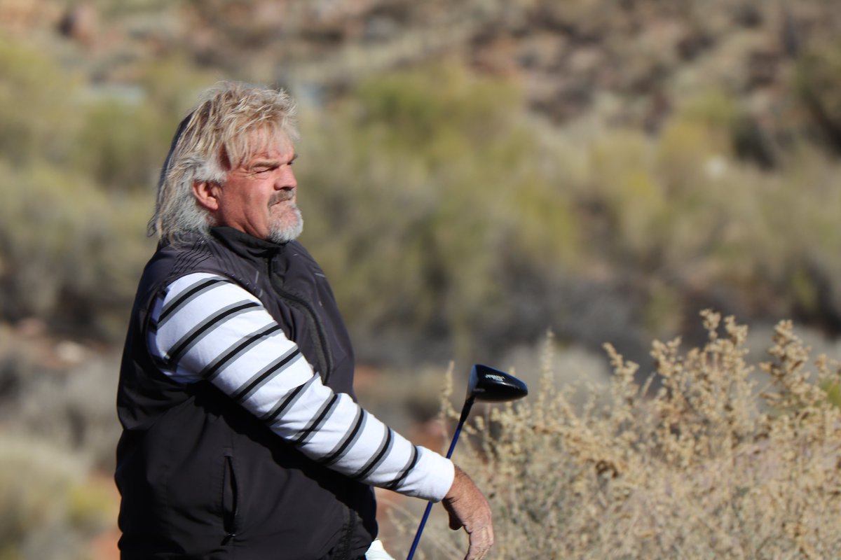 RandyatFairways's tweet photo. The @UtahGolfAssn Player Performance Ranking schedule is back on the calendar this week with the @SandHollowGolf Senior Am teeing off today on the Championship Course. Greg Gust (pic) leads the field heading into tomorrow's final round with a (+4) 76.
 https://t.co/o0WI5HwLGk https://t.co/Mxd2y4O67c