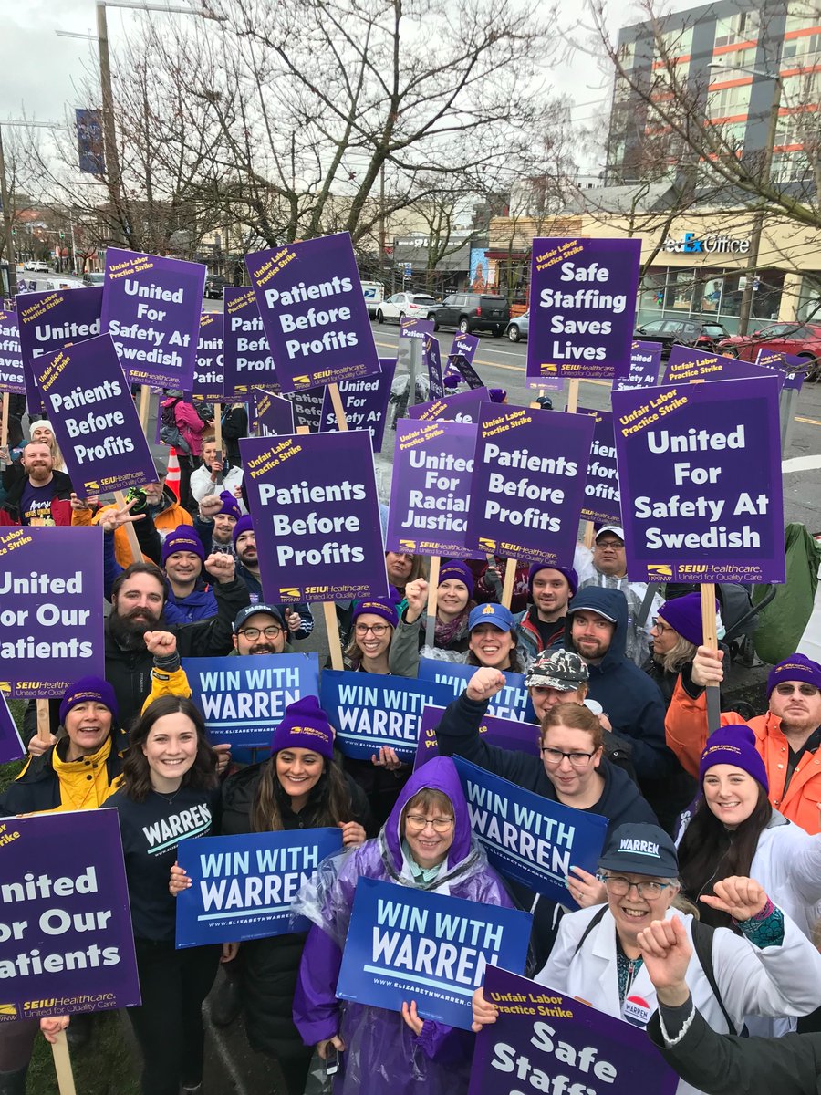Team Warren joins SEIU as they strike in Washington State.