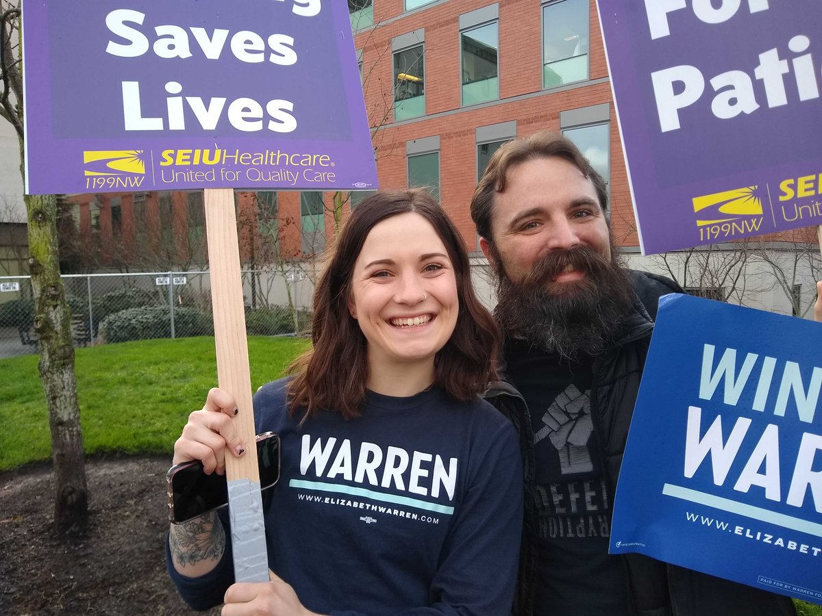 Team Warren joins SEIU as they strike in Washington State.