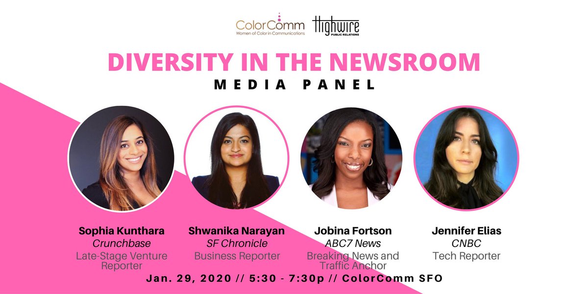 ColorCommntwk's tweet photo. Join the #ColorCommSFO chapter at @HighwirePR for our Diversity in the Newsroom Media Panel right now! https://t.co/jrSr7yWKeD