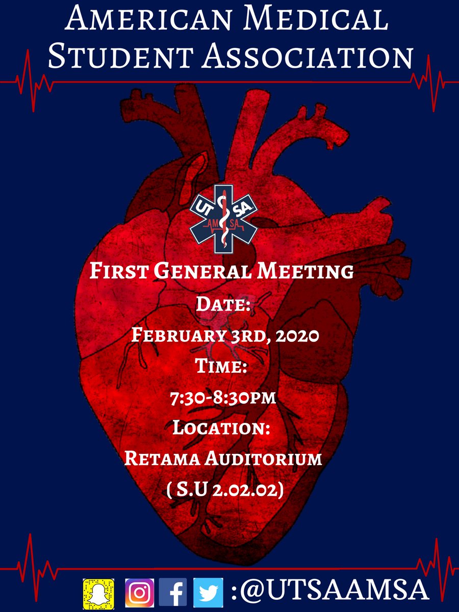 Hello FAMSA! Welcome back! I hope you all are having a wonderful first few weeks school! ❤️ We will be having our First general meeting on February 3rd, at 7:30pm in the Retama Auditorium(right above the book stare in the student union)!