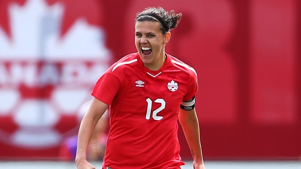 TSN_Sports's tweet photo. Sinclair sets goal record in Canada's Olympic qualifier win. MORE: https://t.co/pVRn7AKpty

#BellLetsTalk https://t.co/uv0SDC1dlf