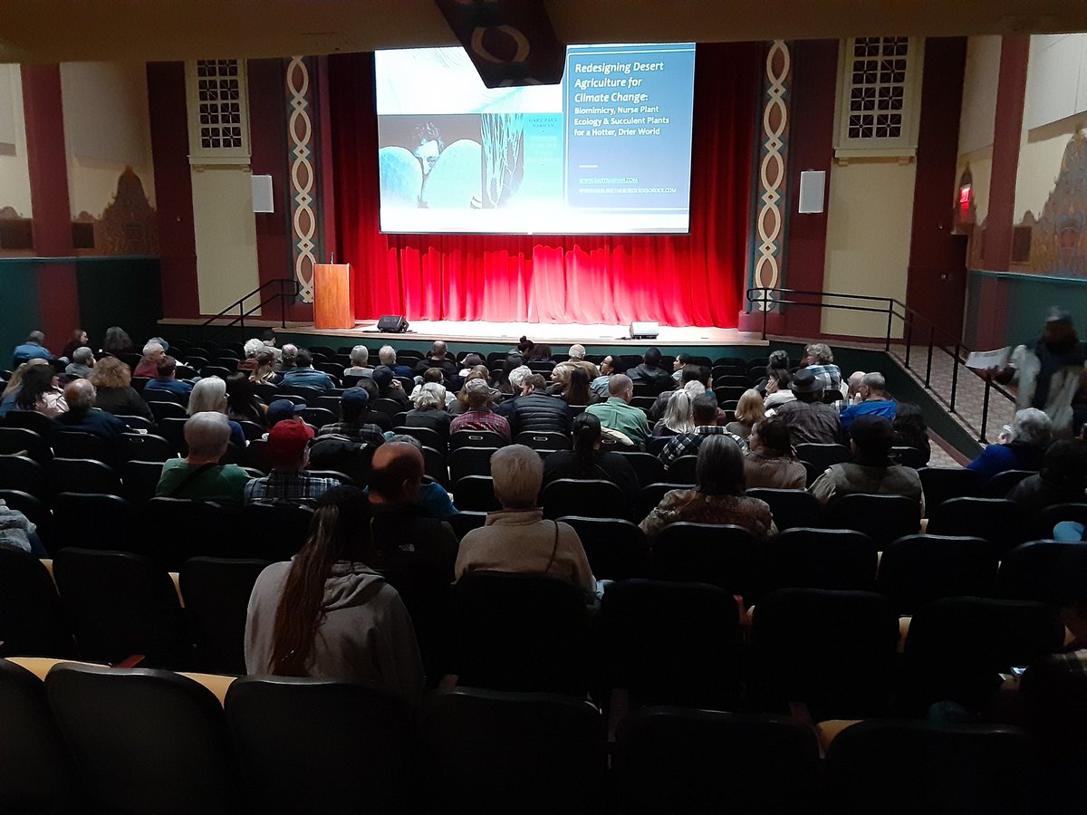 NMClimate's tweet photo. Packed house at the Rio Grande Theater listening to Dr. Gary Nabhan. #LasCruces #ClimateChange #NMSUCCESS #NMSU https://t.co/ArLj9Kp2Vu