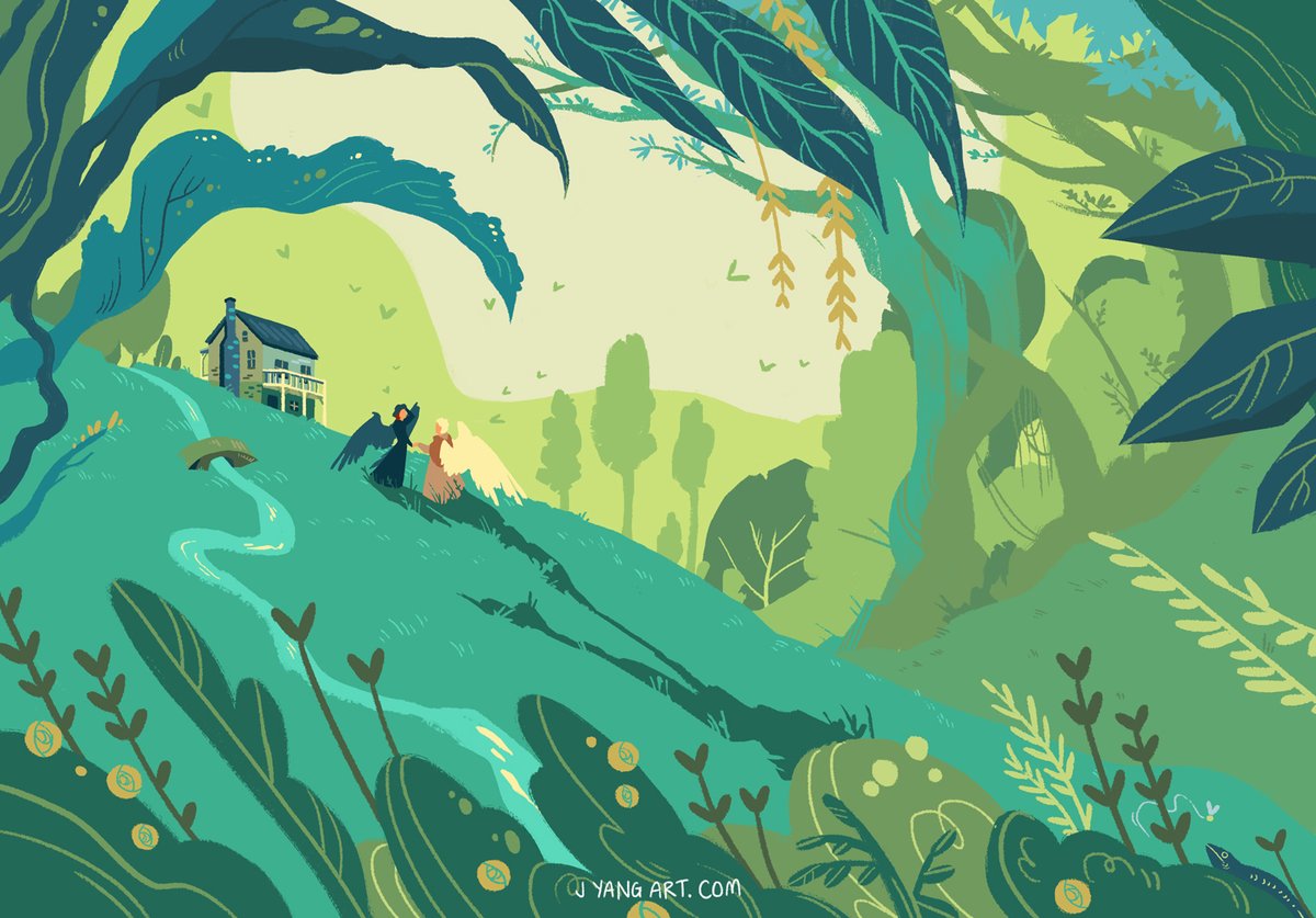 artofjyang's tweet photo. cottage for two

July month piece for @GoodOmonths #goodomensfanart https://t.co/z8wsFOypST