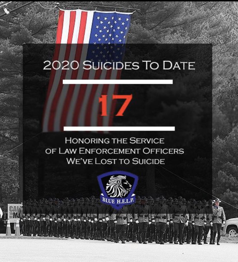 Joshbronson108's tweet photo. According to @BlueHelpLE, we’ve already lost 17 officers to suicide this year and January is not over yet. We must all do more to prevent this. #police #officers #LawEnforcement #MentalHealthAwareness #mentalhealth #suicide #SuicidePrevention #wellness https://t.co/SjK4lVhaVc
