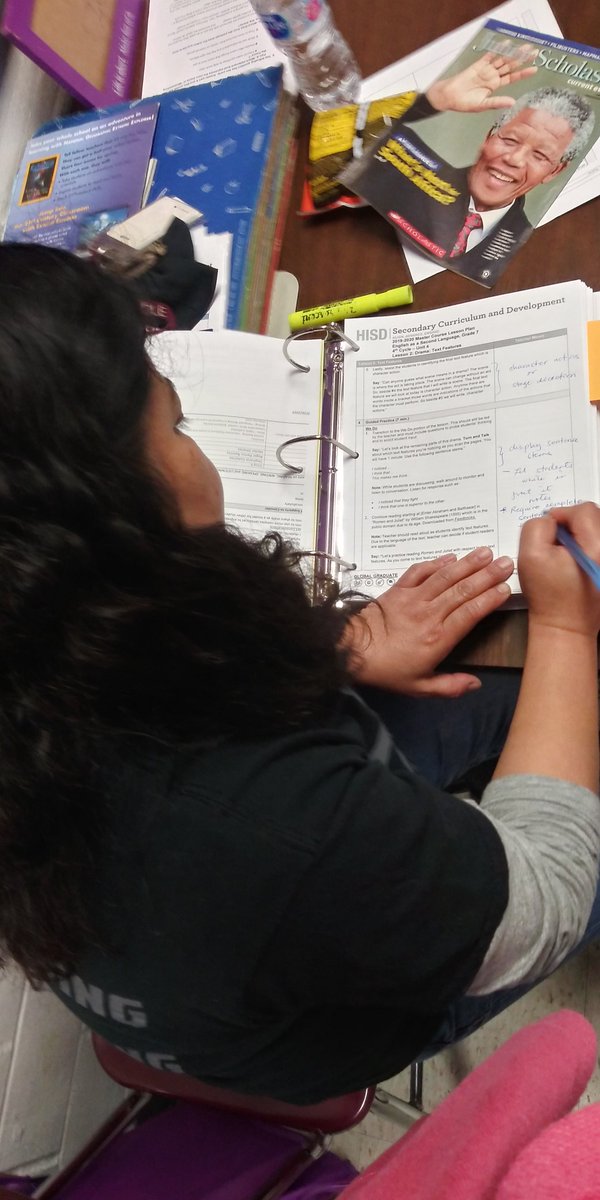 AdigunLaSondra's tweet photo. @Cullen_Bobcats ELA department chair Ms. Ebarle is annotating her lessons in her weekly lesson support binder. @CullenEla teachers unpack standards, one of their deliverables to @GameChangingEd, at the beginning of each week for the next week. @HISD_ELA #HISDELA @PaulaHisd https://t.co/s9y47bJUj4