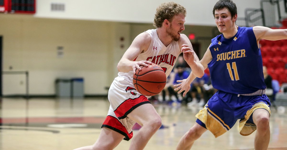 Led by 12 points and 18 rebounds from senior Riley Hayes, <a href="/CatholicU_MBB/">Catholic Men’s Basketball</a> posted a 67-59 Landmark Conference victory over Goucher Wednesday night on Franny Murray Court.

RECAP: catholicathletics.com/x/5xt8r

#CatholicU #d3hoops