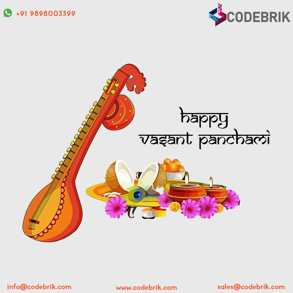 codebrik's tweet image. Wishing everyone the beginning of preparations for Spring. Maa Saraswati may endow us with knowledge, creativity, energy and love. 
#HappyVasantPanchami #BasantPanchami2020 #BasantPanchami #SaraswatiPuja #GoddessSaraswati #MaaSaraswati #बसंत_पंचमी