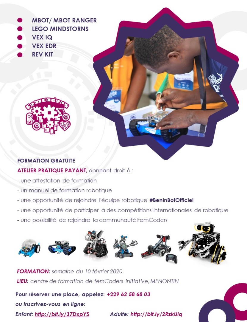 femcoders15's tweet photo. Vous l'avez toujours attendu et elle est en là, la formation en robotique avec des ateliers 100% pratiques.
#femCoders15
#STEMEducation
#formationRobotique
#femCodersRobotics
#Benin
#Cotonou https://t.co/aOEyRTxFwC