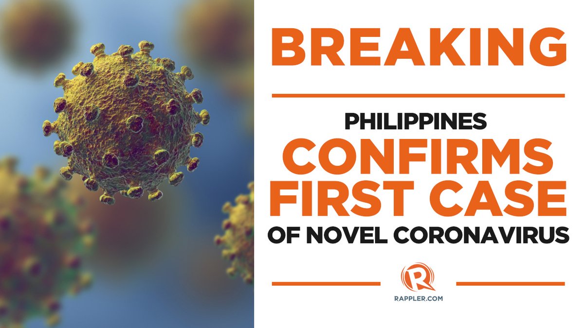 rapplerdotcom's tweet image. BREAKING: PH confirms first case of 2019 novel coronavirus. | via @janellaparis_ 

Story soon on rappler.com/nation