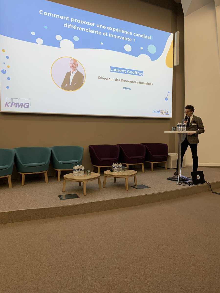 lgeoffro's tweet photo. Démarrage du « tester en live » (demoday) du Lab’ RH chez KPMG.  Très heureux d’accueillir 8 start up sur le thème de l’expérience candidat innovante et diiferenciante.  #labrh #KPMG https://t.co/Bzs8krrwa8