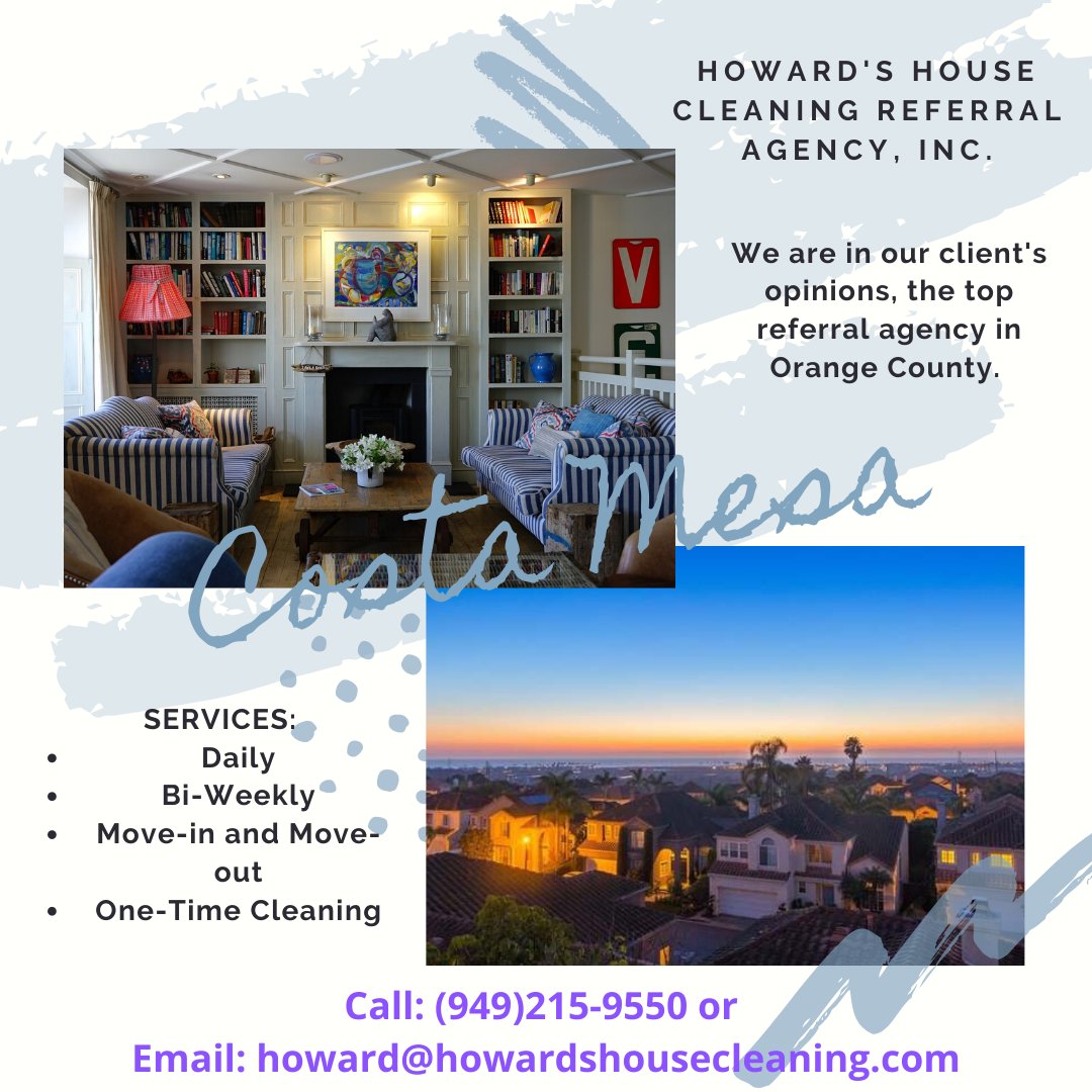 howardsreferral's tweet photo. CALL TODAY: Howard 949-215-9550 or email us at howard@howardshousecleaning.com.
#cleaner #cleaning #clean #cleaningservice #home #cleanersvacationhome #cleanerrobot #cleanerwash #cleanermurah #cleanerliving #cleanerstudio #cleanersepatu #costamesa https://t.co/Ap34aNst6y