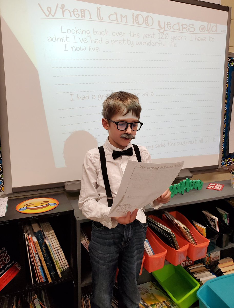 awicklund's tweet photo. Celebrating #100DaysofSchool #100DaysSmarter "When I am 100 Years Old" #creativewriting #sharingourwriting @WilderSPS #wilderrocks https://t.co/au9E9HL3sa