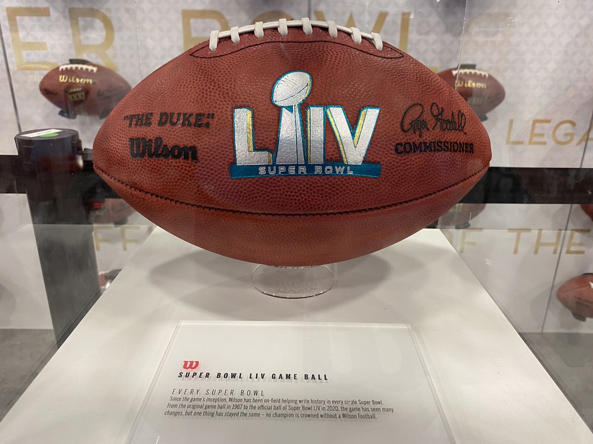 Dustin Dorsey on Twitter: This is a really cool piece of history at the  #SuperBowlExperience: 54 footballs from the 54 Super Bowl games. That  includes the Super Bowl 29 ball from the @