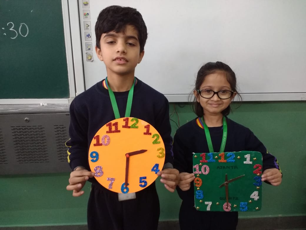 tfsfoundation's tweet image. #LearningByDoing, Ss of Grade II had a frolic #MathSession wherein they paired up with their classmates &amp;amp; gave each other a specific &apos;time&apos; to display on their #HandMadeClocks. #MathActivity #MultipleIntelligence #PairingUp #InterPersonalIntelligence #ClassroomActivities.