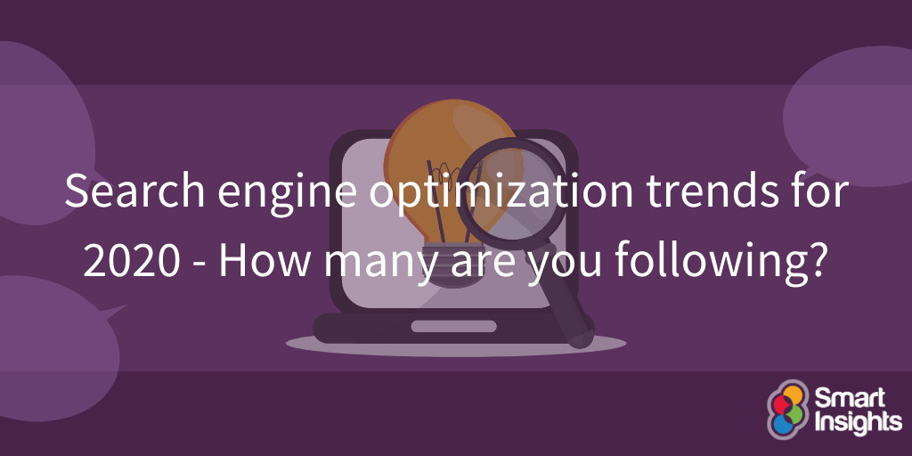 jilljones2000's tweet photo. Search engine optimization trends for 2020 &amp;#8211; How many are you following? https://t.co/yedCmEZOOr via @SmartInsights https://t.co/jtgitmvLEN