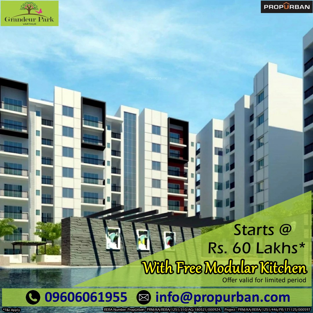 PropUrban's tweet photo. Buy 2 &amp; 3 BHK Grandeur Park Homes in Varthur with free Modular Kitchen. Offer valid for limited period. Call Now.
#Apartments #Homes https://t.co/suaNCuLii8
