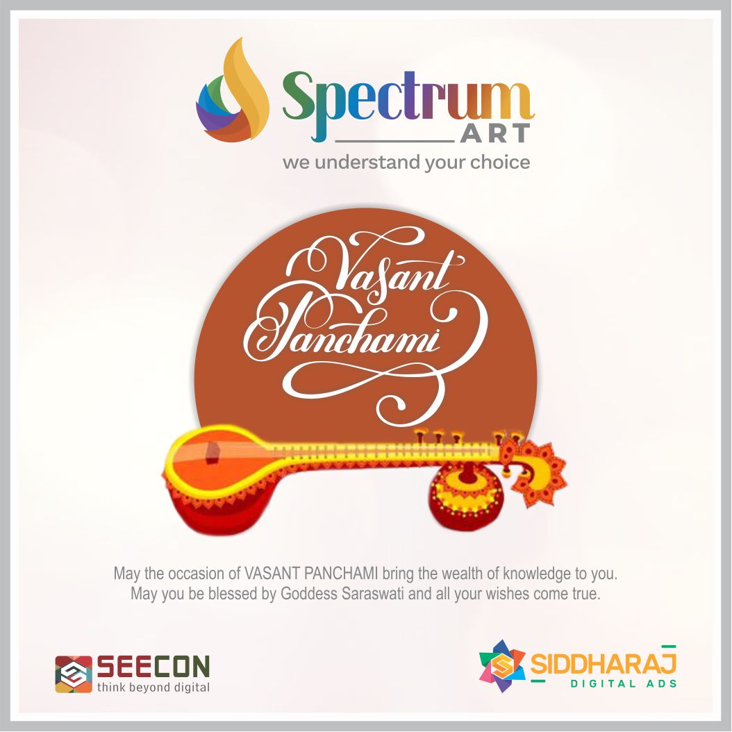 SpectrumArt4's tweet photo. May the occasion of VASANT PANCHAMI bring the wealth of knowledge to you...
May you be blessed by Goddess Saraswati and all your wishes come true...
#HappyVasantPanchami #VasantPanchami2020 #VasantPanchami https://t.co/MEvJZU1flk