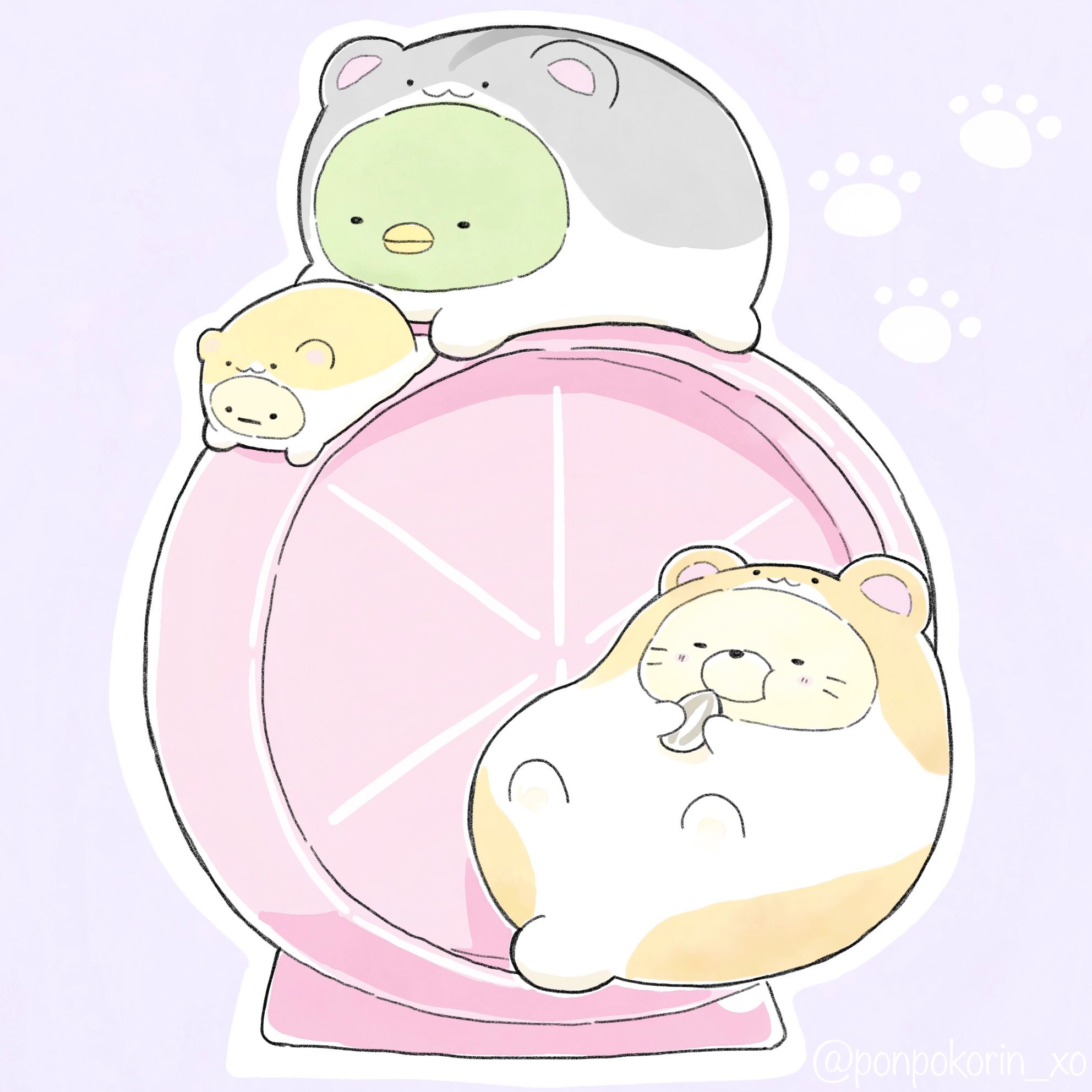 ぽんぽこりん 回し車の使い方 すみっコぐらし すみっコイラスト部 T Co Tv9nrzziah Twitter