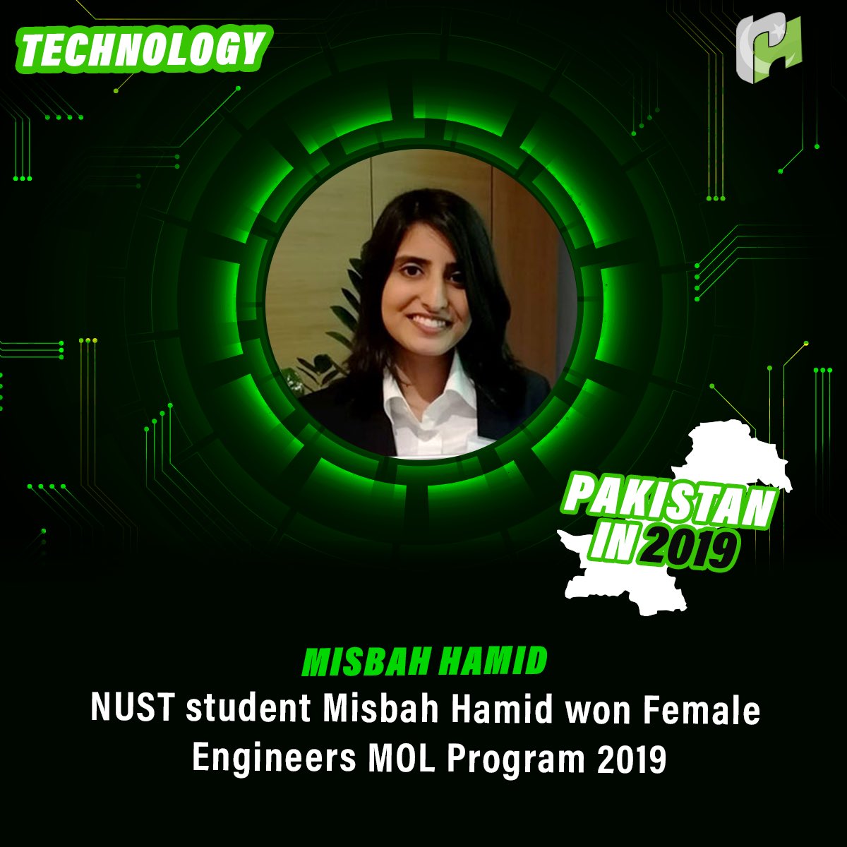 HouseOfPakistan's tweet photo. Pakistan has achieved alot in the year 2019 relating to sports, travel, science, education etc.
Let's have a look
NUST student Misbah Hamid won Female Engineers MOL Program 2019.
#pakistanin2019 #Pakistan #technology https://t.co/RRIKPKMQHN