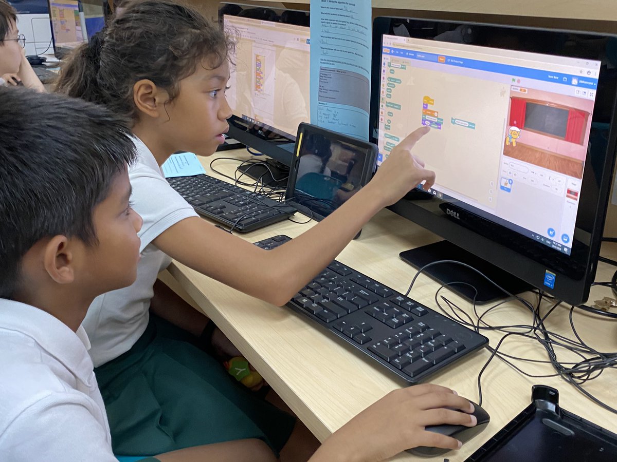 KLASS_Computing's tweet photo. Year 5’s are thrilled to be taking part in their first @FOBISIA1 coding challenge. They have been tasked with creating their own game-based learning program 🍀  @AliceSmithSch #teamwork #decomposition #creativecoding https://t.co/SfN2bISMyh