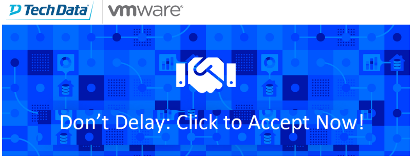TDSYNNEX_NA's tweet photo. Are you a #VMware Partner?
Have you accepted and signed the VMware Partner Connect Agreement?
HURRY! Time is running out - You have until the 29th of Feb, 2020!
CLICK to learn more: https://t.co/PC4shlZydj
#TechData #Partneragreement https://t.co/HfKGyRdXpV
