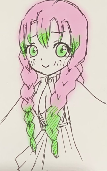 絢絵🐰さんがTwitterに投稿した甘露寺蜜璃(鬼滅の刃)のイラスト。