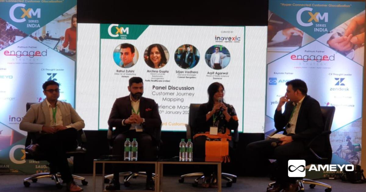 AmeyoCIM's tweet photo. And the panel discussion begins. Hear @ZutshiRahul, in discussion with Archna Gupta, Srijan Vadhera, and Arpit Agarwal explaining how the face of businesses is changing with a new technology stack.
#CXMSeries #CX #CustomerService #Business #Bengaluru https://t.co/gKCx5F3H9H