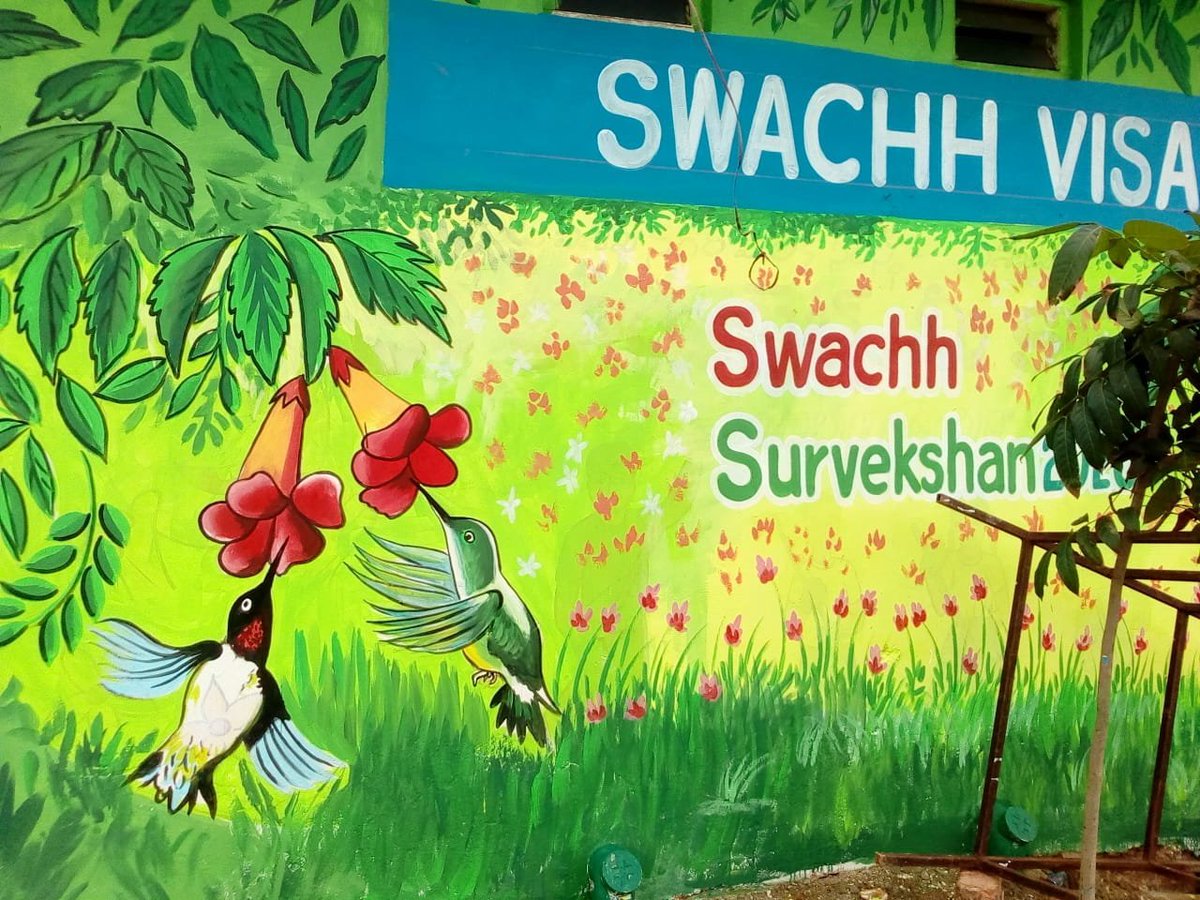 SwachhBharatGov's tweet photo. Greater Visakhapatnam Municipal Corporation is finishing the practice of "Open Defecation" in the city by constructing public toilets across the city. Along with this, they are spreading the message of #Swachhata among citizens with the help of wall paintings.

#MyCleanIndia https://t.co/z4NaOZsdmZ