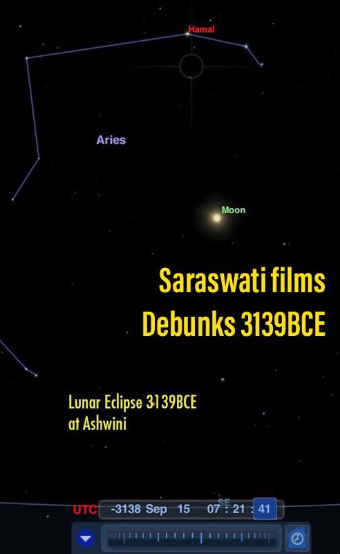 2. Contd. debunking 3139BCEThe penumbral lunar eclipses take place at Pisces and Aries (Ashwini) and not a single eclipse at the position which is required by the epic ie. Kartika Purnima.B: Lunar eclipse 2