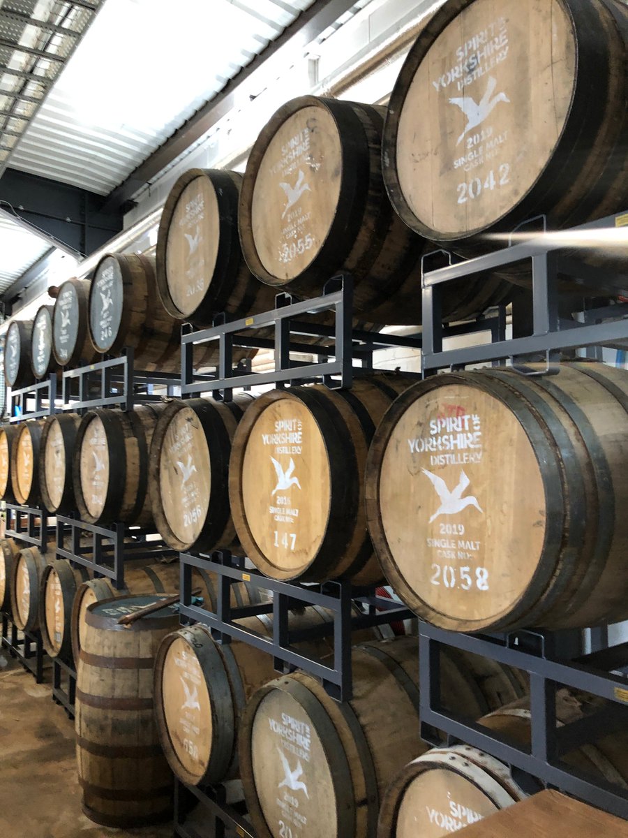 Grangefab's tweet photo. Thank you to @SpiritYorkshire for sending us some pictures of the barrel racks we make all set up. They look great! This was a special order, Us a Yorkshire based fabrication shop had the pleasure of working with the first Yorkshire Whiskey Distillery! #VisitSOY #MadeOfYorkshire https://t.co/CRo0dySTFX