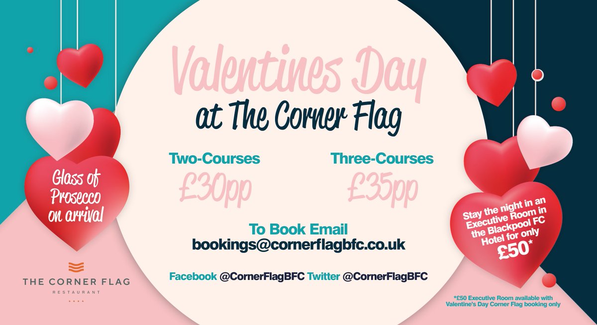 💕💕💕Book your table at The Corner Flag for #ValentinesDay 💕💕💕

🥧Fantastic Food
🍾Prosecco on Arrival
🍸New Cocktail Menu

The perfect way to treat your loved one