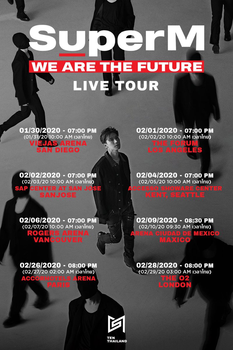 TEN_TH's tweet photo. SuperM ⭐️ WE ARE THE FUTURE LIVE TOUR ⭐️

คอนเสิร์ตของ @superm ในปี 2020 กำลังจะเริ่มต้นขึ้นแล้ว ✨ สามารถติดตาม และส่งกำลังใจให้ #เตนล์ ได้ ตามวันและเวลาดังนี้นะคะ ~ ♡

#SuperM  #WeAreTheFutureLive #WeAreTheFuture
#SuperM_TEN #TENChittaphon #李永钦 #텐 #テン https://t.co/LHkmu2hDwP