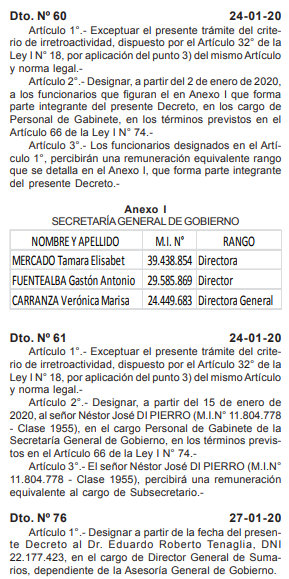 adatasur's tweet photo. En #BoletínOficial #Chubut de hoy, entre las designaciones...

#Tano #DiPierro: "en el cargo Personal de Gabinete de la
Secretaría General de Gobierno"; "percibirá una remuneración equivalente al cargo de Subsecretario" https://t.co/vSL2WxwvbB