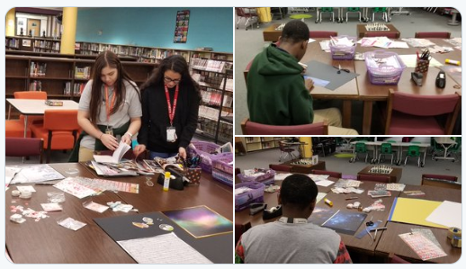 Alief_Libraries's tweet photo. Work on presentations in an @AliefISD library. These libraries are open before school: @ElsikRamsRead, @readingwarriors, @KerrLibrary, @OdonnellLibrary, @KMSBks #HolubLibrary, @AliefMSlibrary, @HHSBearsLibrary. https://t.co/H4bFFsQmqM